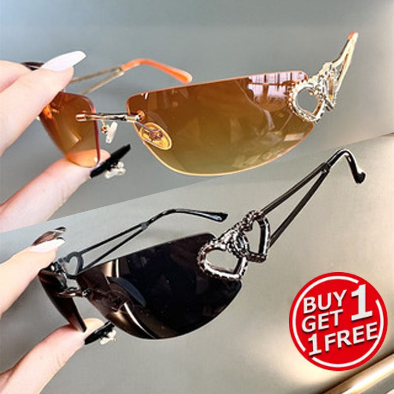2 Pairs Y2K Retro Rimless Mercury Tinted Sunglasses for Couples – Aesthetic Gradient Lens Matching Glasses for Daily Wear, Photoshoots, Festivals & Gifting in 6 Color Combos