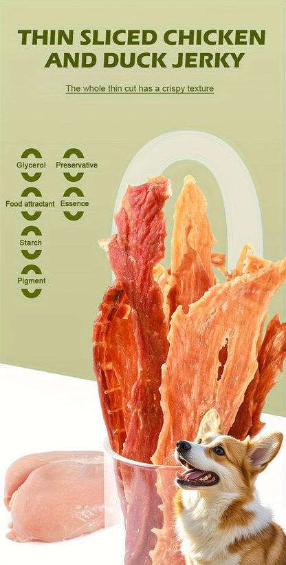Chicken & Duck Jerky Pet Treats 105g – Grain-Free High Protein Healthy Snacks for Dogs & Cats, Chicken Breast Slices + Duck Jerky Combo, Dental Chews & Training Rewards for Puppies Kittens Adults