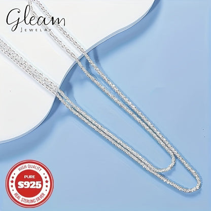 S925 Sterling Silver 4mm Wide Glittering Chain Necklace for Men Women – Solid Sparkling Unisex Jewelry, Gift Box Included, 18in & 22in, Birthday Valentine's Day Gift