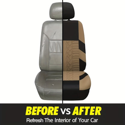Full Enclosure 5-Seat Car Seat Covers with Tire Track Design – Universal Fit for Most Cars & SUVs, Breathable Fabric, Front & Rear Seat Protection, Stylish Auto Interior Accessories in Multiple Colors