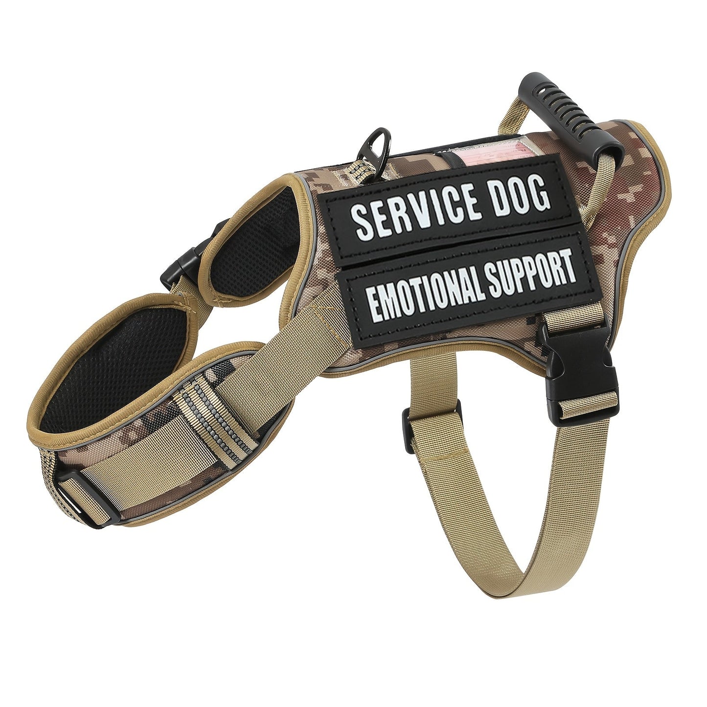 Tactical MOLLE Dog Harness – No-Pull Adjustable Reflective Pet Vest with Control Handle, Service Dog Training Harness for Easy Walking, No Pulling Tugging or Choking