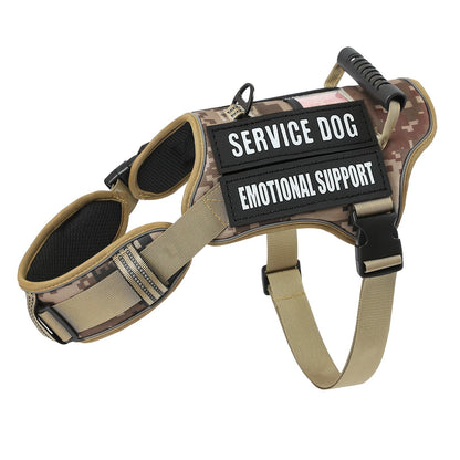 Tactical MOLLE Dog Harness – No-Pull Adjustable Reflective Pet Vest with Control Handle, Service Dog Training Harness for Easy Walking, No Pulling Tugging or Choking