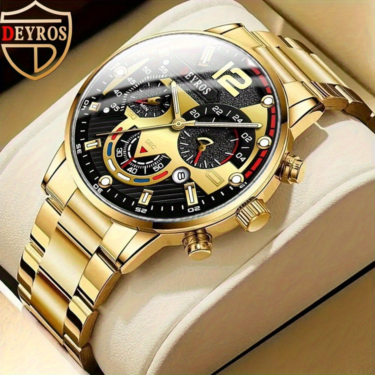 12-Piece Men's Watch & Hip-Hop Jewelry Gift Set – 3 Quartz Analog Watches + 9pc Bracelet, Necklace & Ring Set, Perfect Christmas & Birthday Gift for Men