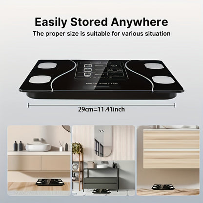 Digital Bathroom Scale 400 lb / 180 kg - Intelligent Body Weight Scale with Backlit LED Display, Sturdy Tempered Glass, Compact Smart Scale for Home