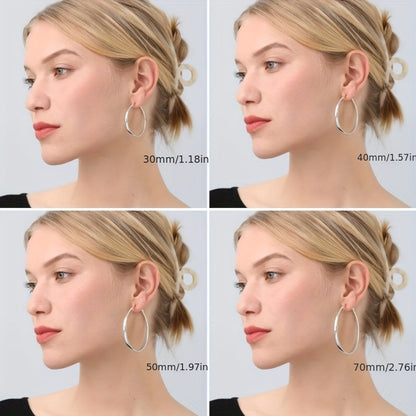 S925 Sterling Silver Large Hoop Earrings Hypoallergenic Thin Oversized Big Hoops French Minimalist Style for Women Girls Daily Vacation Jewelry