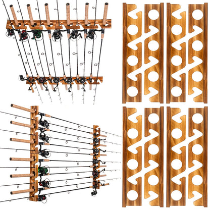 Fishing Rod Holder Wall & Ceiling Mount Rack – Space-Saving Garage Storage Organizer for 6, 12, 16 or 24 Fishing Poles, Fishing Gear Equipment Organizer Gift for Men & Women