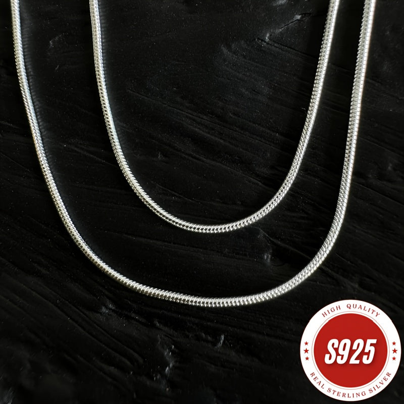 925 Sterling Silver Snake Chain Necklace 1mm – Hypoallergenic Tarnish-Resistant Layering Necklace for Women & Men, Classic Minimalist Design, Perfect Gift for Christmas, Valentine's Day & Anniversaries