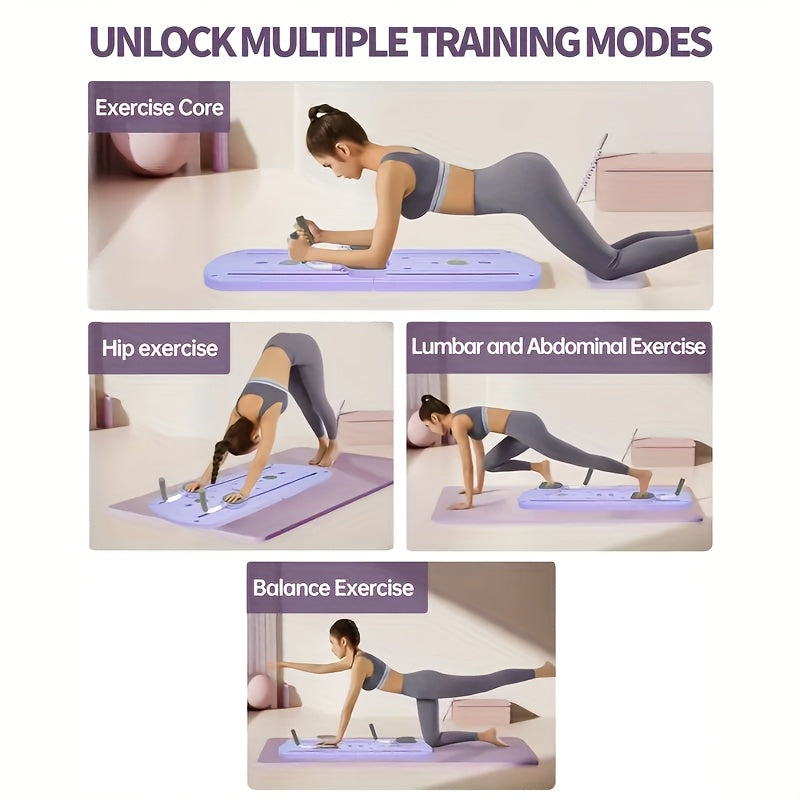 8-in-1 Foldable Pilates Board with Resistance Bands – Multi-Functional Core Abdominal Trainer, Anti-Deformation PP Material, Stable Flat Design, Compact Storage, Home Gym Equipment for Men & Women