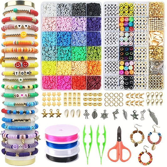 7200pcs Clay Beads Bracelet Making Kit Colorful Soft Clay Beads for DIY Friendship Bracelets Jewelry Making with Storage Box Complete Bead Set for Girls Kids Teens Adults Craft Supplies