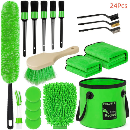Car Cleaning Kit 17-35 Piece – Portable Vacuum Cleaner, Windshield Cleaning Tool, Drill Brush Set & Interior Brush Set for Full Car Detailing, Holiday Gift for Family & Friends