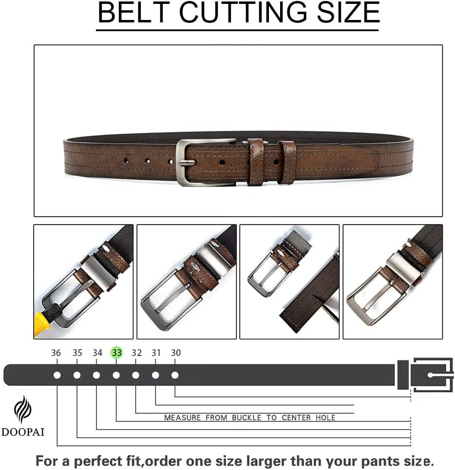 3Pcs Men's Leather Belt Set with Gift Box 1.25 Inch Adjustable Trim to Fit Dress Casual Jeans Classic Belt for Men Christmas Thanksgiving Gift