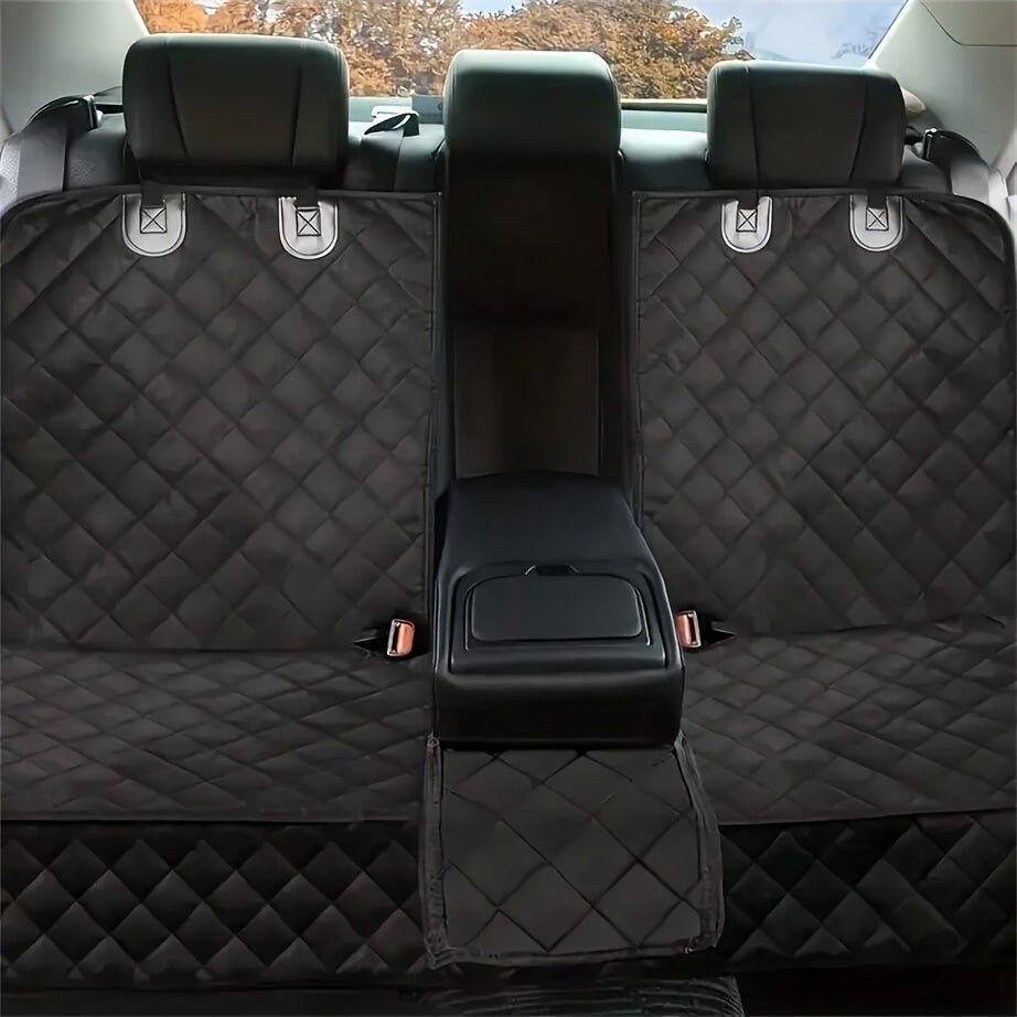Dog Car Seat Cover for Back Seat – Waterproof Anti-Slip Anti-Scratch, Washable Pet Car Seat Protector with Armrest Compatible, Fits Most Cars SUVs Trucks, Black & Skull Flower
