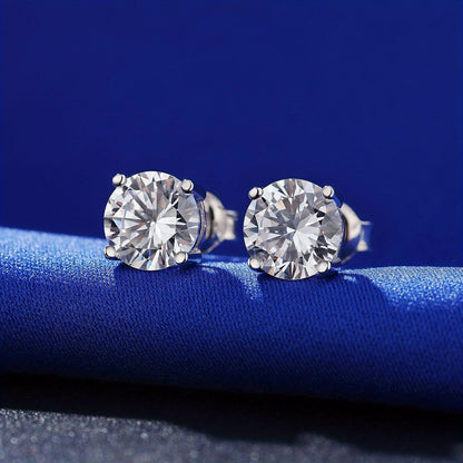 Moissanite Stud Earrings 925 Sterling Silver D Color VVS1 Round Cut 1-4 Carat – Brilliant Fine Jewelry for Women & Men, Perfect Gift for Anniversary, Wedding, Christmas & Birthday