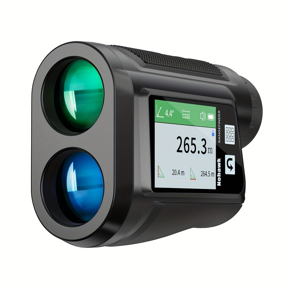Nohawk 1000 Yard Laser Rangefinder with Side Color Display USB Rechargeable English Voice Broadcast Slope Compensation Vibration Alerts 9 Modes M Yard Ft for Golf Hunting Disc Golf Black White