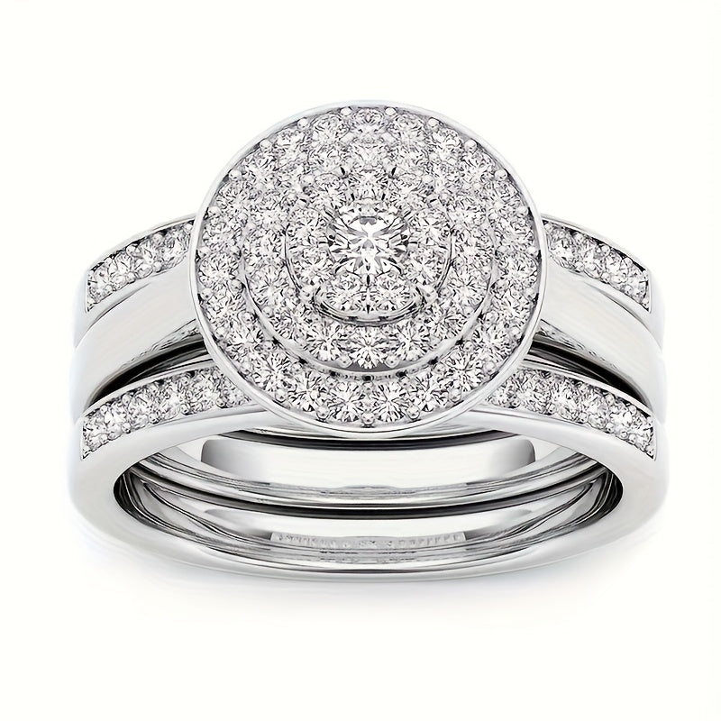 9 Piece Princess Cut Cubic Zirconia Bridal Wedding Ring Set for Women – Stackable Engagement Rings, Classic Jewelry Gift for Girlfriend & Wife
