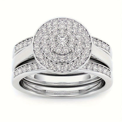 9 Piece Princess Cut Cubic Zirconia Bridal Wedding Ring Set for Women – Stackable Engagement Rings, Classic Jewelry Gift for Girlfriend & Wife