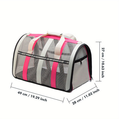 Foldable Soft Pet Carrier Bag – Breathable Mesh Travel Bag for Cats & Dogs, 6 Colors, S/M/L Sizes, Portable with Zipper Closure