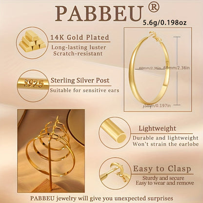 S925 Sterling Silver Large Hoop Earrings Hypoallergenic Thin Oversized Big Hoops French Minimalist Style for Women Girls Daily Vacation Jewelry