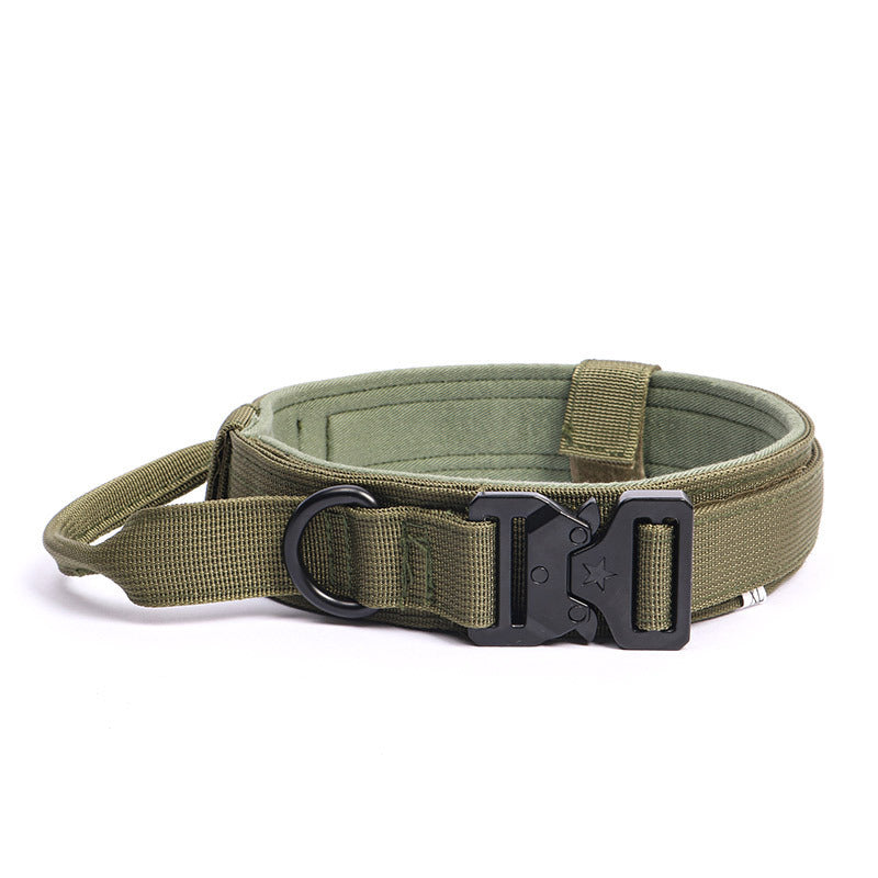 Heavy Duty Tactical Dog Collar with Handle & Quick-Release Metal Buckle – 1.8" Wide Nylon Collar for Medium & Large Dogs, Ideal for Training, Agility, Outdoor & Search & Rescue