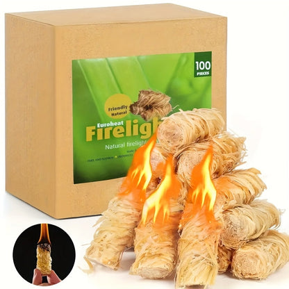 Natural Fire Starter Sticks 50/100pcs – Fast-Light Charcoal Starters for Fireplace, BBQ Grill, Campfire, Fire Pit, Wood Stove, Chimney & Smoker – Weather-Resistant, Indoor & Outdoor Use