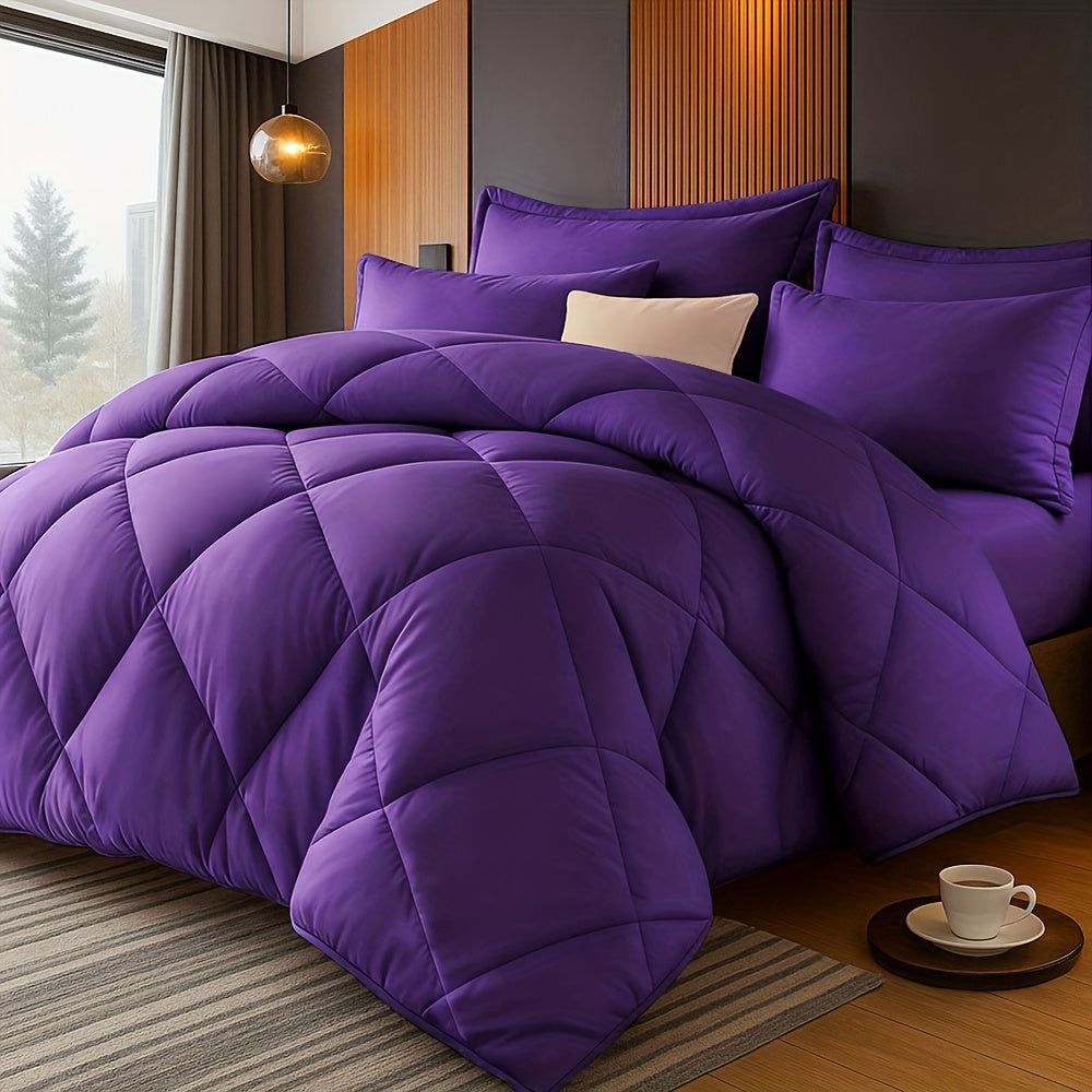 Quilted Comforter Set Twin Queen King Size – Soft Diamond Pattern Quilt with Pillowcases Ultra-Fine Fiber Fill Lightweight Breathable All-Season Bedding 2/3 Piece Multiple Colors
