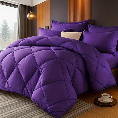 Quilted Comforter Set Twin Queen King Size – Soft Diamond Pattern Quilt with Pillowcases Ultra-Fine Fiber Fill Lightweight Breathable All-Season Bedding 2/3 Piece Multiple Colors