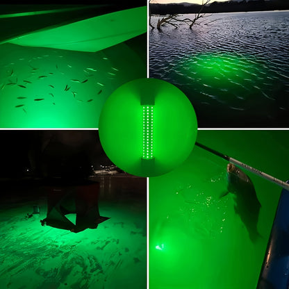 USB 126 LED Underwater Fishing Light with 5M Cord – Night Fish Attractor for Boat, Dock & Ice Fishing, Green & White Light Options, USB Powered Fish Finder Lamp