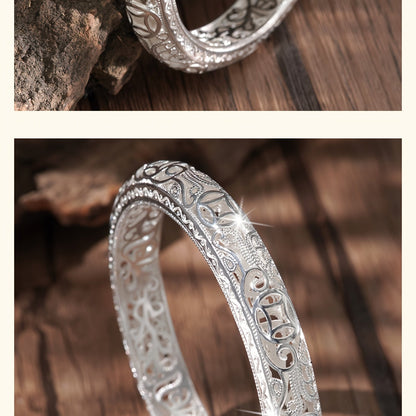 S999 Pure Silver Bangle Bracelet for Women – Solid Closed-End Cuff, High-Purity Fine Silver Jewelry, Elegant Shining Fashion Accessory, Perfect Birthday & Anniversary Gift for Her