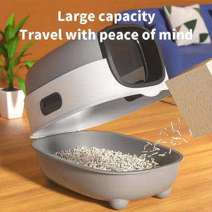 Covered Cat Litter Box with Scoop – Spacious Fully Enclosed Spill-Proof Design, Easy to Clean & Store, Ideal for Small to Medium Cats, Available in Gray Purple & Blue