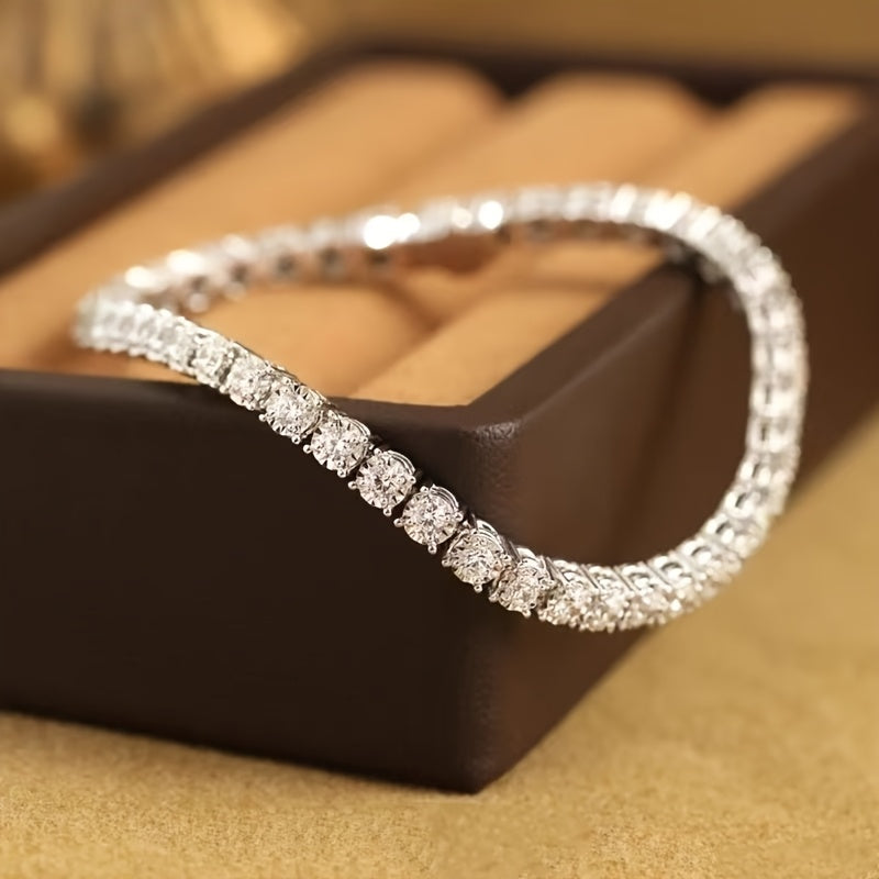 Moissanite Tennis Bracelet for Women in 925 Sterling Silver – Handcrafted Shiny Faceted Cut Birthstone Bracelet, 7"/8"/9", Luxury Gift Bag Included