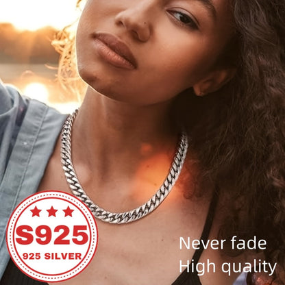 925 Sterling Silver Cuban Link Chain Necklace for Men & Women - 9mm Classic Miami Cuban Chain, Hip Hop Unisex Jewelry in Silver & Gold, 18-24 Inch, Trendy Everyday Gift