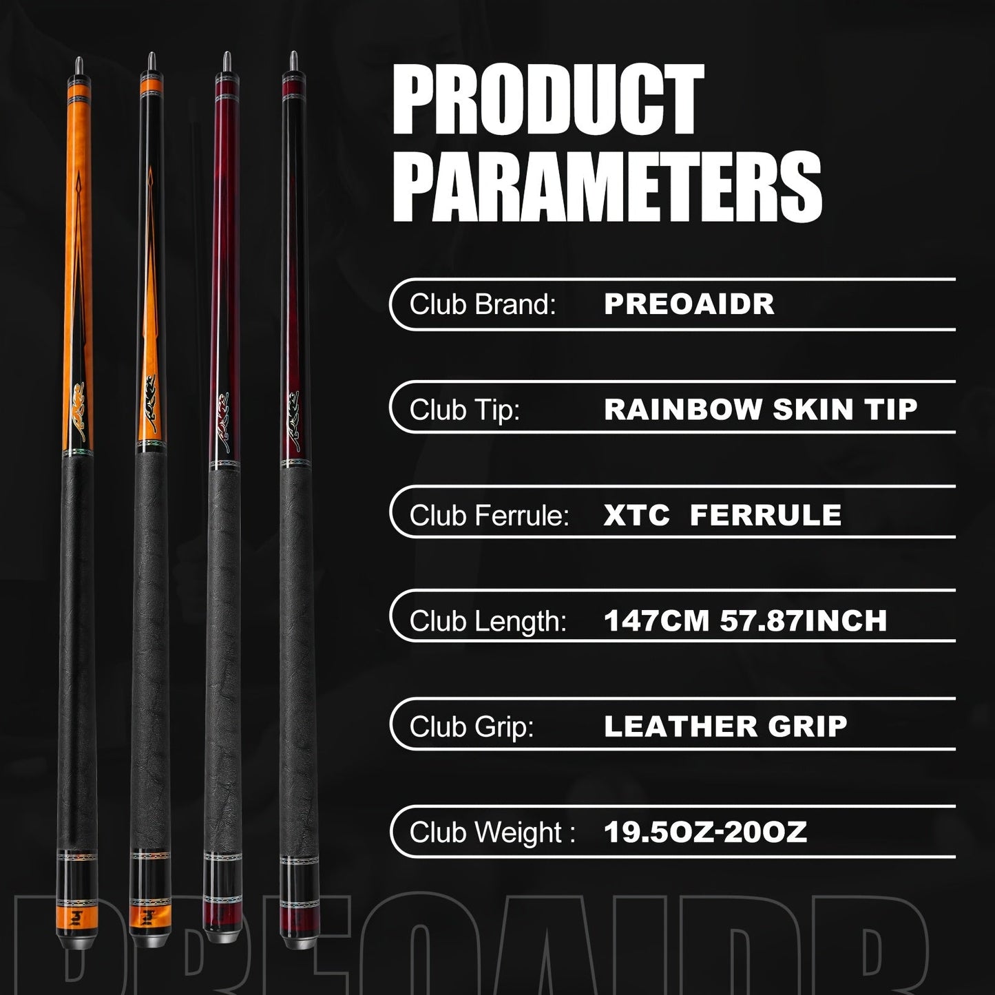 PREDAIDR SP Series Carbon Fiber Pool Cue 58" – Professional Low Deflection Billiard Cue Stick 12.5mm Tip Leather Grip 3/8x8 Pin Joint 19-20oz