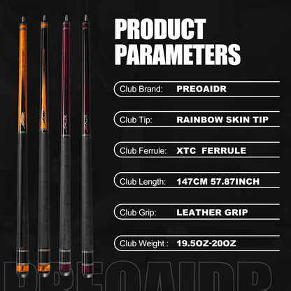 PREDAIDR SP Series Carbon Fiber Pool Cue 58" – Professional Low Deflection Billiard Cue Stick 12.5mm Tip Leather Grip 3/8x8 Pin Joint 19-20oz