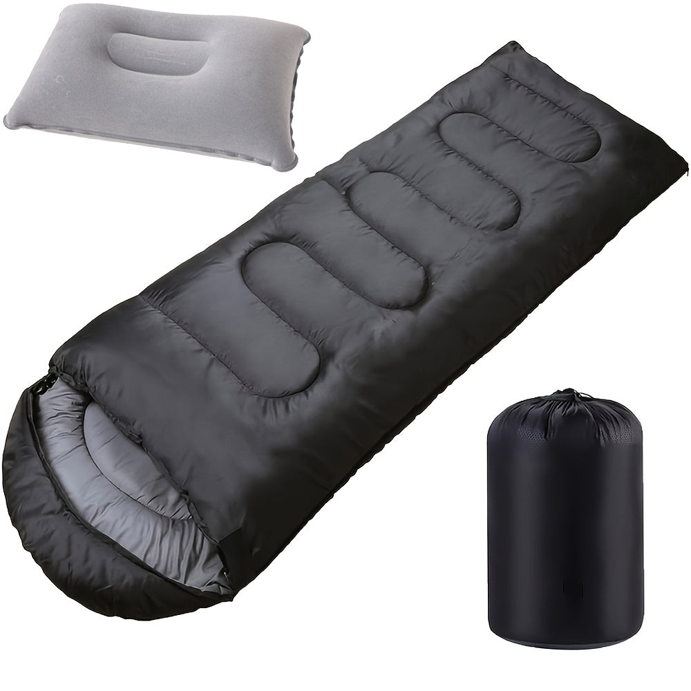 3-Season Camping Sleeping Bag with Pillow & Compression Sack – Lightweight Sleep System for Adults, Hiking Backpacking Outdoor Adventures Travel & Emergency Use, 4 Colors