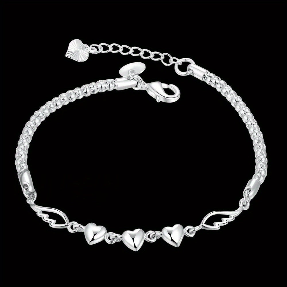 925 Sterling Silver Angel Wings Anklet for Women – Love Heart Charm Chain Anklet, Nickel-Free Beach Jewelry, Perfect Gift for Her, Birthdays & Valentine’s Day
