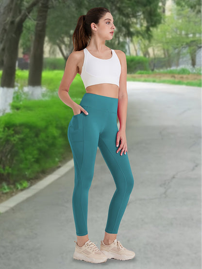 Women's High Waist Compression Leggings 3-Pack with Pockets 230g Breathable Tights for Yoga Fitness Sports Daily Wear – All Seasons Multi-Color Shapewear S-XXL