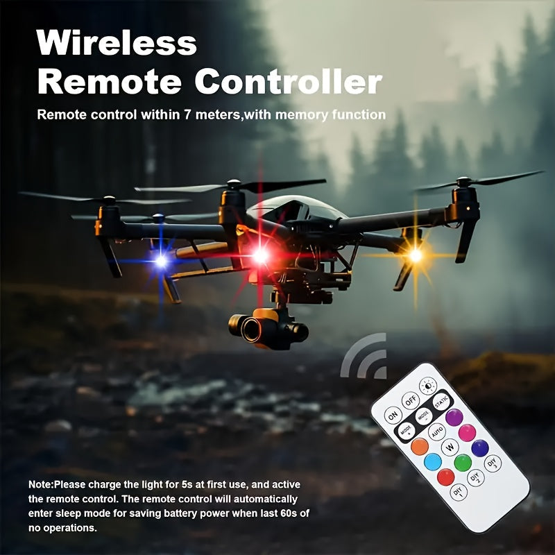 Wireless LED Strip Lights 8-Color Anti-Collision Warning Light with Remote Control – USB Rechargeable Waterproof LED Strips for Car Motorcycle Drone Bike, 4-Pack & 6-Pack