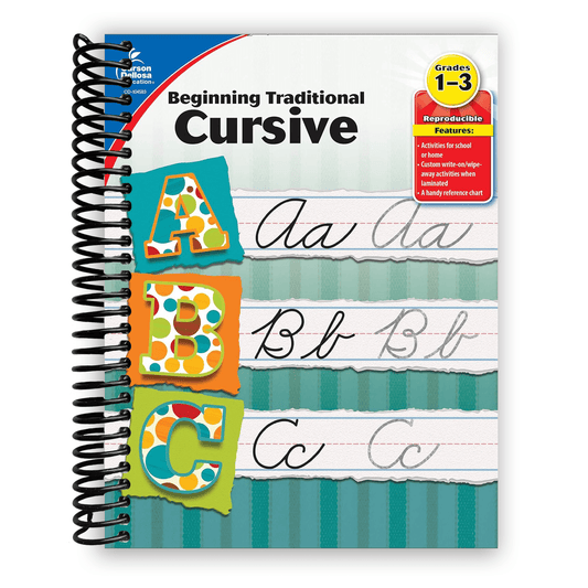 Carson Dellosa Beginning Cursive Handwriting Workbook for Kids Spiral Bound – Practice Cursive Alphabet, Numbers & Letter Connections, Grades 1-3, Ages 6-9