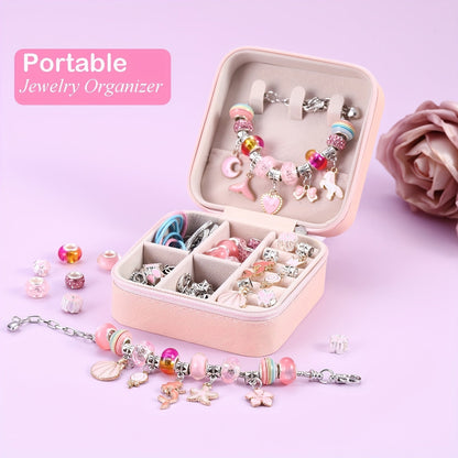 DIY Bracelet Making Kit for Girls Unicorn Mermaid Jewelry Craft Set with Portable Jewelry Box Handmade Beading Gift for Birthday Christmas Graduation Valentine Blue Purple Pink Black