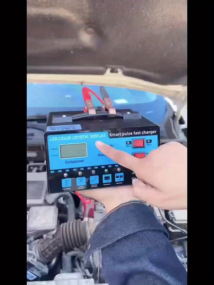 12V 24V Smart Battery Charger with LCD Display – Intelligent Trickle Charging, Overcharge & Short Circuit Protection, Universal Fit for Car, Truck, Motorcycle, Yacht & RV Batteries, Automatic Battery Maintainer & Conditioner