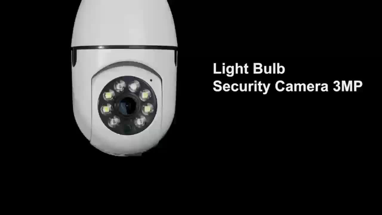 3MP Light Bulb Security Camera WiFi 2.4GHz 1080P Wireless Surveillance Full Color Night Vision Two Way Audio Motion Detection 360 Pan Tilt Home Security Indoor Camera 1 2 Pack