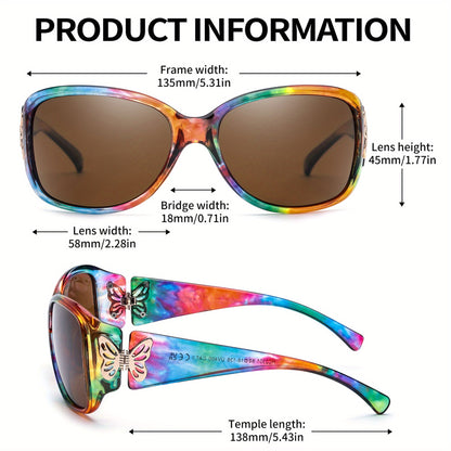 2PCS Women's Polarized Sunglasses UV400 – Butterfly & Heart Wrap-Around Jackie-O Style Trendy Fashion Eyewear for Driving, Beach & Outdoor, Multiple Colors Available