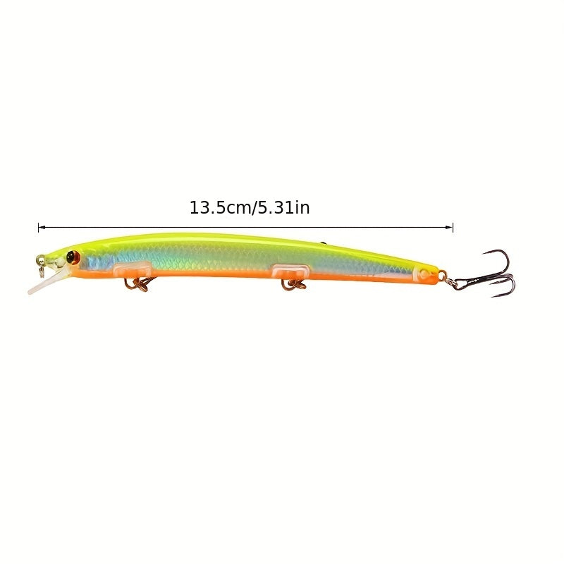 Minnow Fishing Lures 10pcs Hard Bait Set – 13.5cm 15.5g Plastic Artificial Fish for Bass Sunfish Trout Sea & Freshwater Tackle