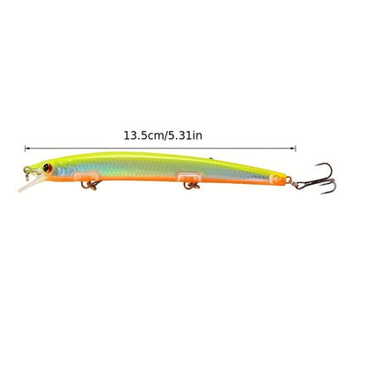 Minnow Fishing Lures 10pcs Hard Bait Set – 13.5cm 15.5g Plastic Artificial Fish for Bass Sunfish Trout Sea & Freshwater Tackle