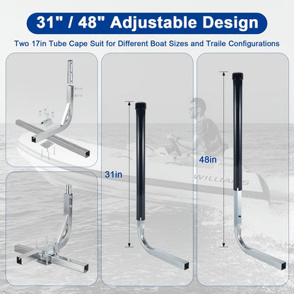 Adjustable Boat Trailer Guide Poles 31"-60" L-Shaped Galvanized Stainless Steel with Black PVC Pipes - Trailer Guide Ons for Ski Boat, Fishing Boat & Sailboat Trailer