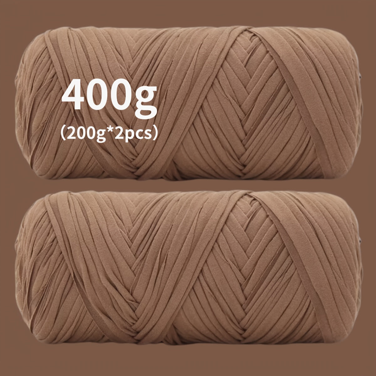T-Shirt Fabric Yarn 400g (2 x 200g) Chunky Cotton Blend in 49 Colors – Soft Thick Yarn for Crochet Baskets, Bags, Rugs, Macrame & Knitting Projects – Beginner-Friendly Craft Yarn