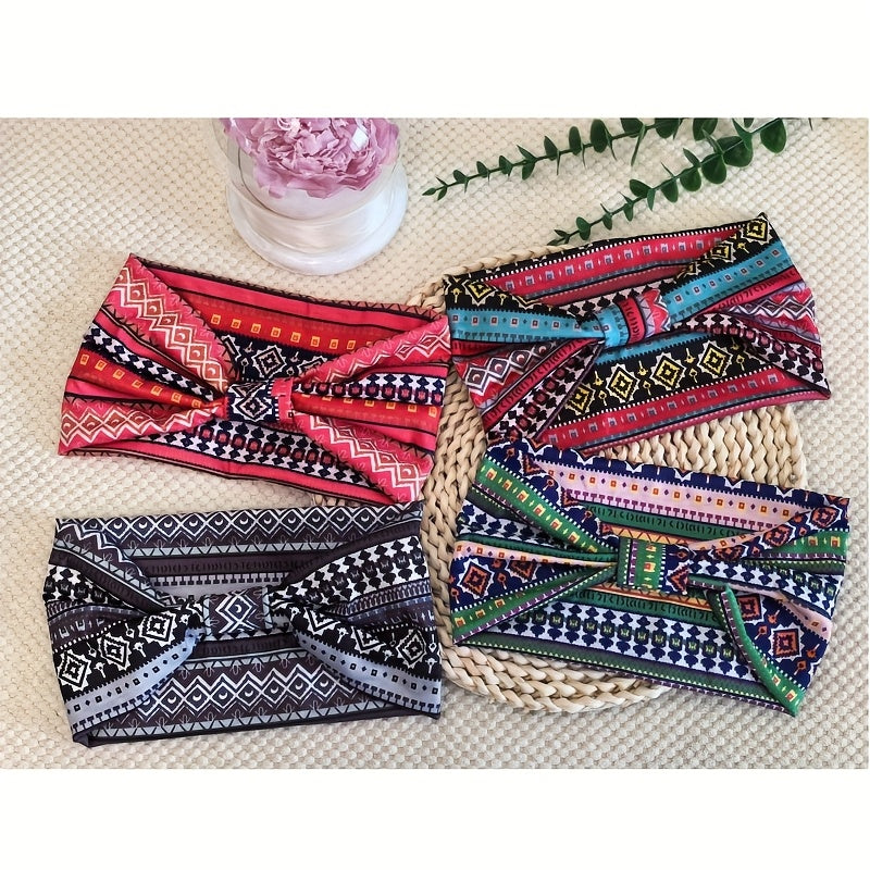 8pcs Wide African Turban Headbands for Women – Boho Paisley Anti-Slip Elastic Headwraps for Sports, Yoga, Running & Daily Wear, Moisture-Wicking Hair Accessories Set
