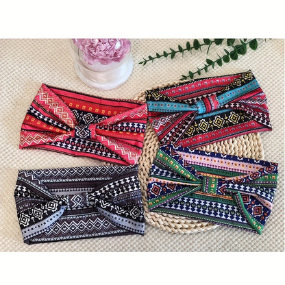 8pcs Wide African Turban Headbands for Women – Boho Paisley Anti-Slip Elastic Headwraps for Sports, Yoga, Running & Daily Wear, Moisture-Wicking Hair Accessories Set