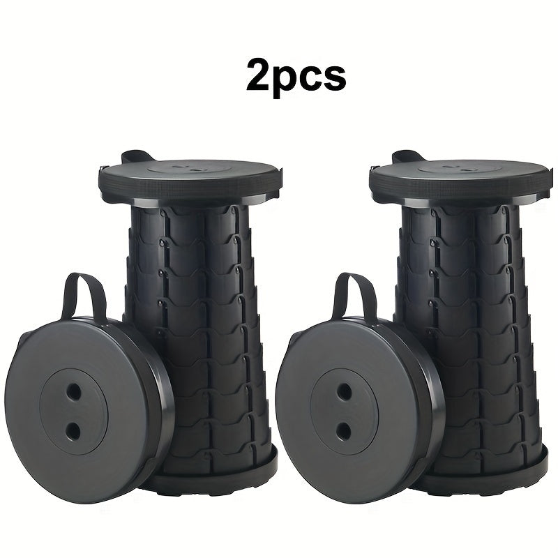Collapsible Folding Stool 2-Pack Portable Lightweight 400LB Capacity - Retractable Camping Fishing Hiking Kitchen BBQ Indoor Outdoor Seat