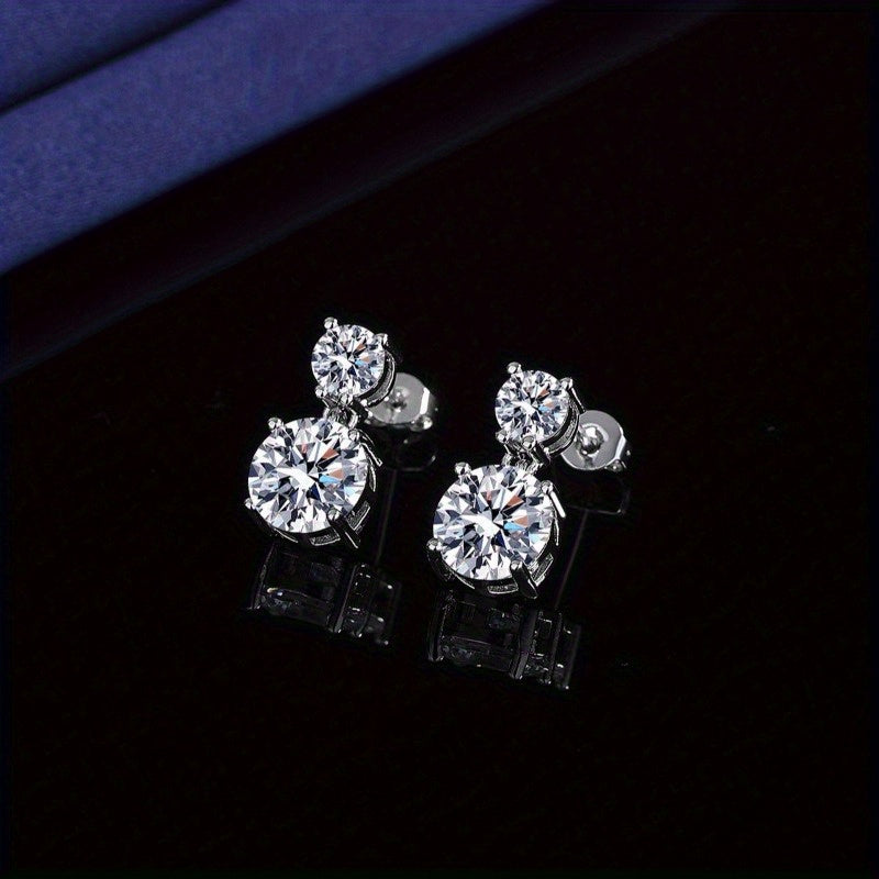 5 Carat Moissanite Stud Earrings for Women – 925 Sterling Silver Drop Earrings, Brilliant Luxury Fine Jewelry, Perfect Gift for Christmas, Valentine's Day & Special Occasions